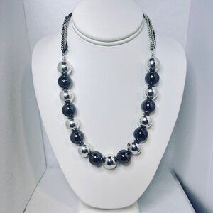 Vintage Chunky Two Tone Silver Balls Necklace (5457)